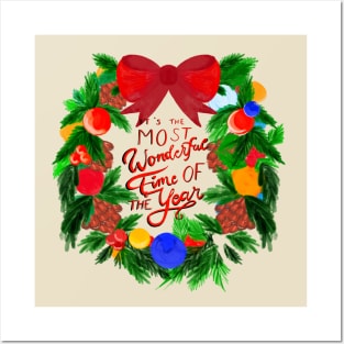 Christmas wreath Posters and Art